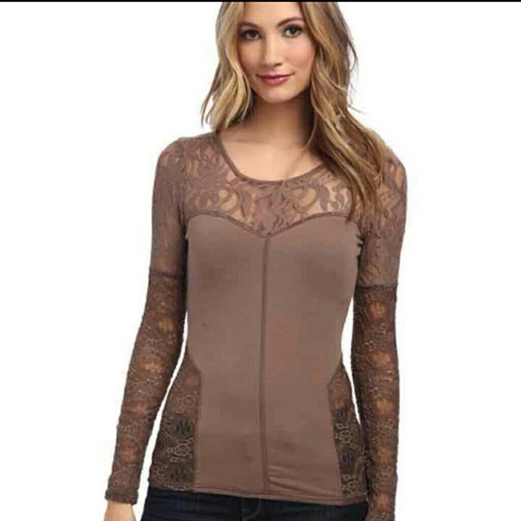 Free people Sweet Thang brown lace top size xs - Picture 2 of 7